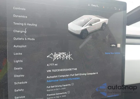 2025 Tesla Cybertruck All-Wheel Drive from USA, damaged, VIN 7G2CEHED5SA067748